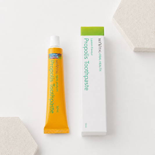 50ml BeeVital Propolis Toothpaste tube and packaging on a light background